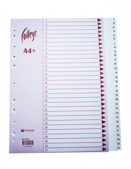 *Dividers KPF College A4 EW 1-31 plastic, white