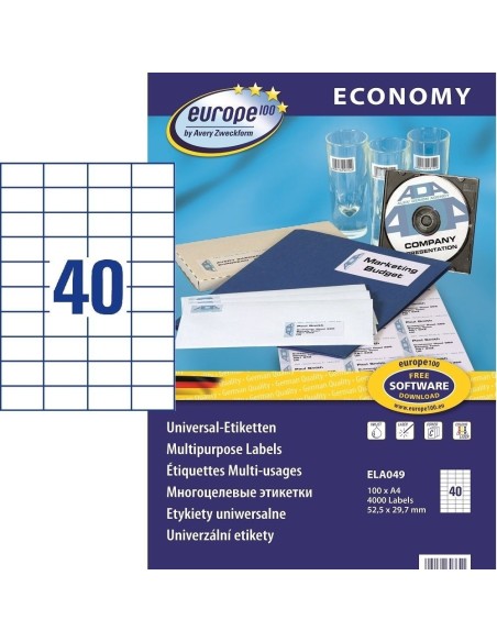 Etiketid Europe ELA049 52,5x29,7mm A4/100L