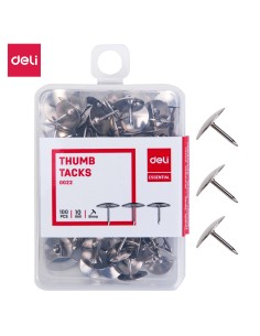 Knopkad DELI 10mm 100tk/pk, metalsed, plastkarbis