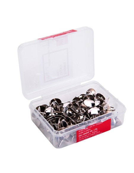 Knopkad DELI 10mm 100tk/pk, metalsed, plastkarbis