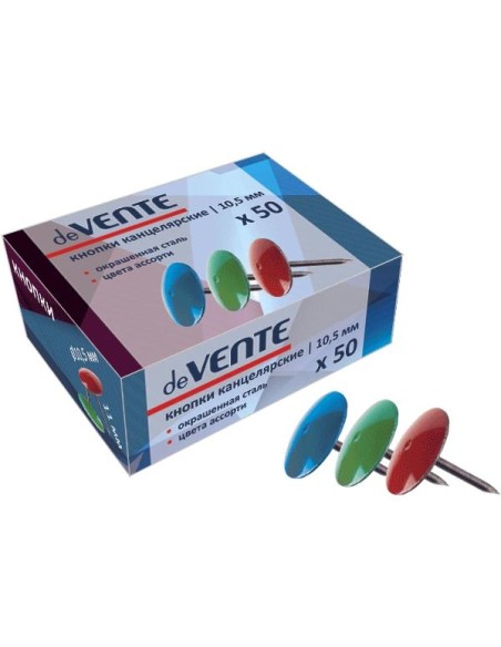 Thumb tacks, diameter 10,5 mm, assorted colors, 50 pcs