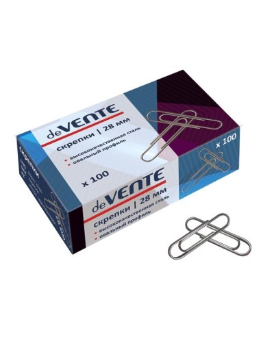 Kirjaklambrid deVENTE 28mm 100tk/pk ümarad