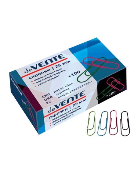 Kirjaklambrid deVENTE 25mm 100tk/pk ümarad värvilised
