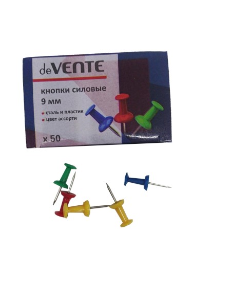 Push pins, 9 mm, assorted colors, 50 pcs
