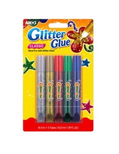 Glitter glue Amos 5 pcs/blister - 10,5 ml