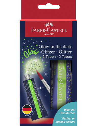 Glittergeel Faber-Castell 12ml 2tk/pk pimedas helendav