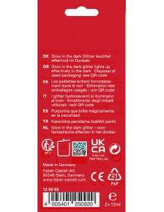 Glittergeel Faber-Castell 12ml 2tk/pk pimedas helendav 2