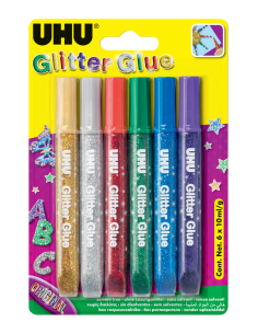 Glitterliim UHU 10ml x 6-värvi