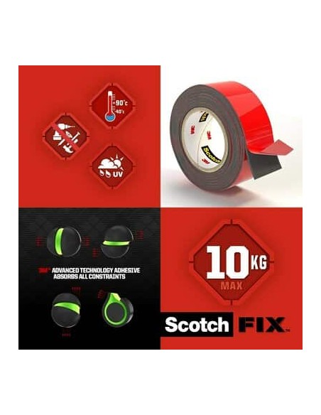Kleeplint 3M rullis Scotch-Fix , 19mmx1,5m, kahepoolne välistingimustes