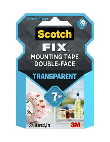 Kleeplint 3M rullis Scotch-Fix 4910C-1915-P, 19mm x1,5m, 1kg/20cm, läbipaistev