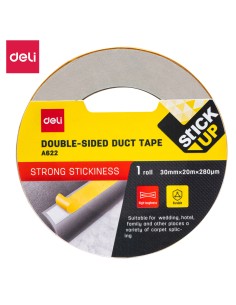 Tekstiilteip DELI 30mm x20m 280mic kahepoolne pruun