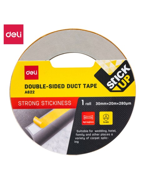 Tekstiilteip DELI 30mm x20m 280mic kahepoolne pruun