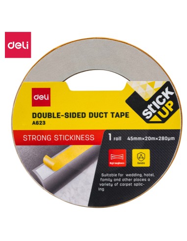 Tekstiilteip DELI 45mm x20m 280mic kahepoolne, pruun