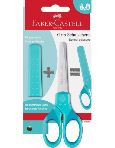 Käärid Faber-Castell Grip türkiis laste