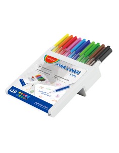 Fine Liner 0.4mm, crystal grip zone, 10 colors in a foldable plastic box(pen holder design) 2