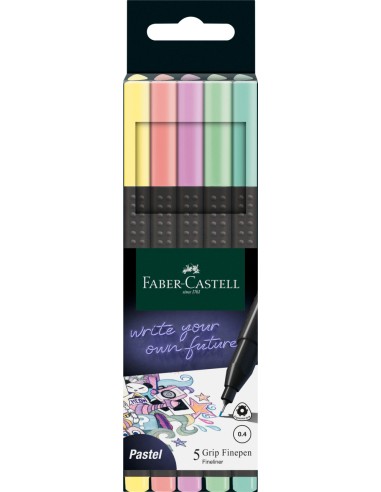 Tindipliiats Faber-Castell FinePen 0.4mm 5-värvi pastell