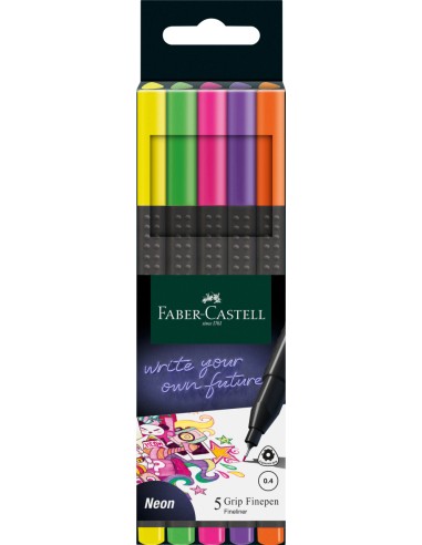 Tindipliiats Faber-Castell FinePen 0.4mm 5-värvi neoon