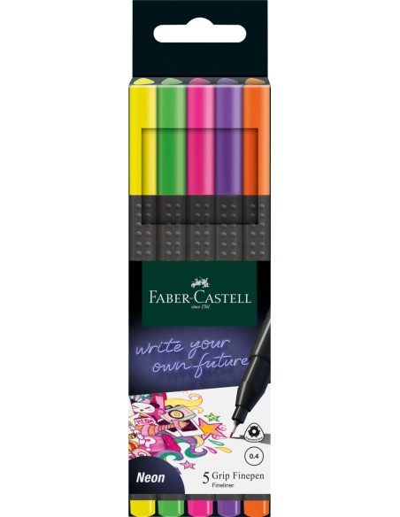 Tindipliiats Faber-Castell FinePen 0.4mm 5-värvi neoon