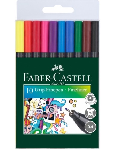Tindipliiats Faber-Castell FinePen 0.4mm 10-värvi