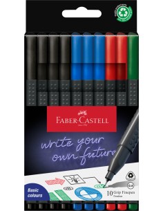 Tindipliiats Faber-Castell FinePen 0.4mm 10-värvi