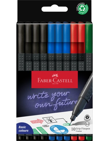 Tindipliiats Faber-Castell FinePen 0.4mm 10-värvi