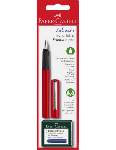 Faber-Castell School+ fountain pen, red on blister card