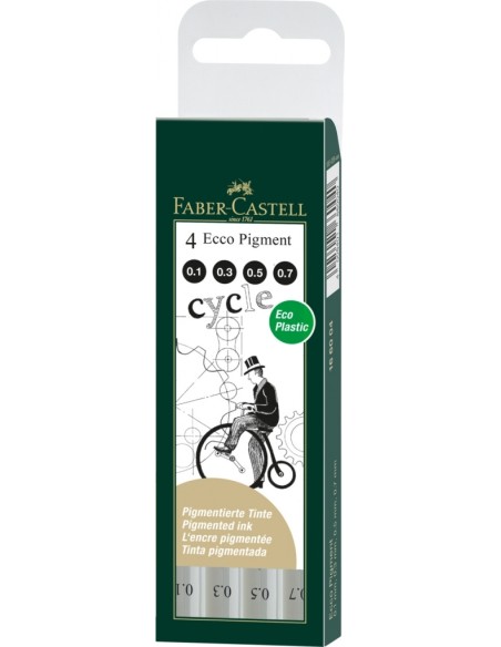 Joonestuspliiatsite komplekt Faber-Castell Ecco Pigment 0.1/0.3/0.5/0.7 must