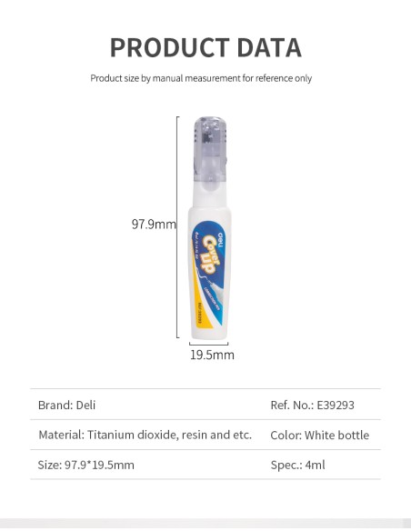 School Correction Fluid DELI 4ml WHITE