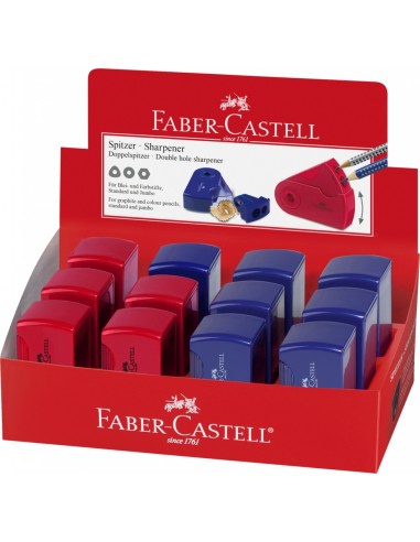 Faber-Castell Sleeve twin sharpening box, red, blue, assorted