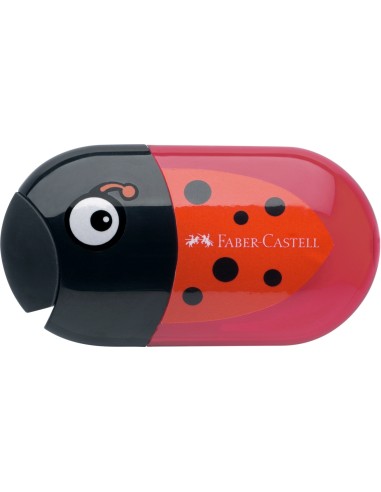 Faber-Castell Animal motif twin sharpening box with eraser, motif ladybird