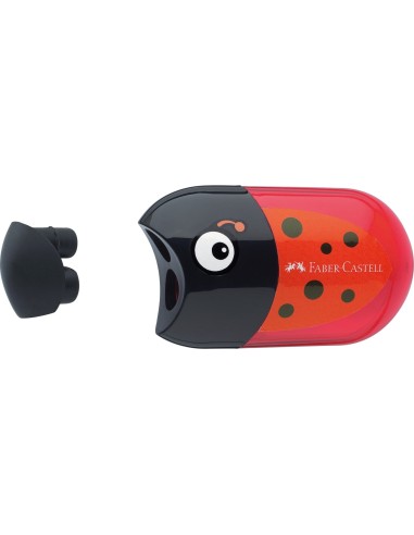 Faber-Castell Animal motif twin sharpening box with eraser, motif ladybird