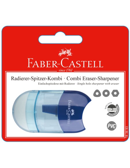 Pliiatsiteritaja Faber-Castell Sleeve, kogujaga, 1-ava, kustukummiga, blistris, sinine