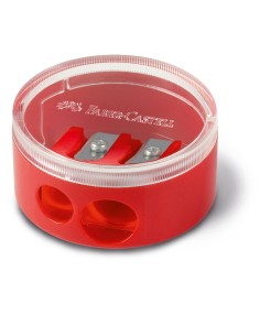 Faber-Castell Twin sharpening box, round, cardboard display of 18, assorted colours