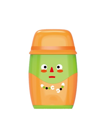 2-hole sharpener with eraser, new design 1pc/blister card