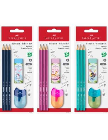 Harilik pliiats Faber-Castell 1111 HB koolikomplekt värviline