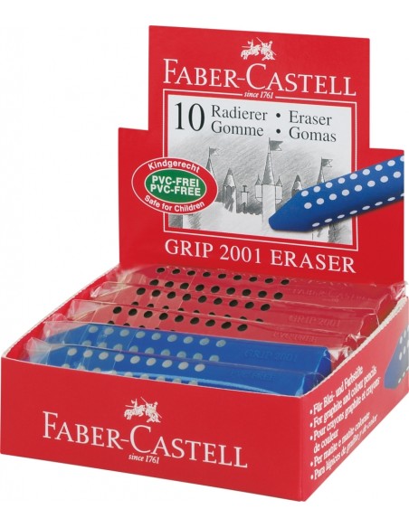 Faber-Castell Grip 2001 triangular eraser, red, blau