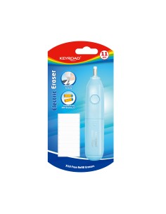 Electric eraser, with 10 free eraser/blister card