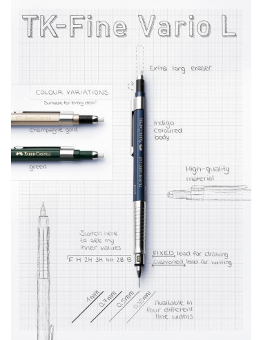 Mehaaniline harilik pliiats Faber-Castell TK-FINE VARIO L 0.5mm tumesinine